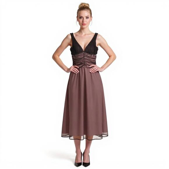 JS Boutique 90s Vintage Ballroom Mesh Midi Gown 6 Homecoming - Picture 1 of 12